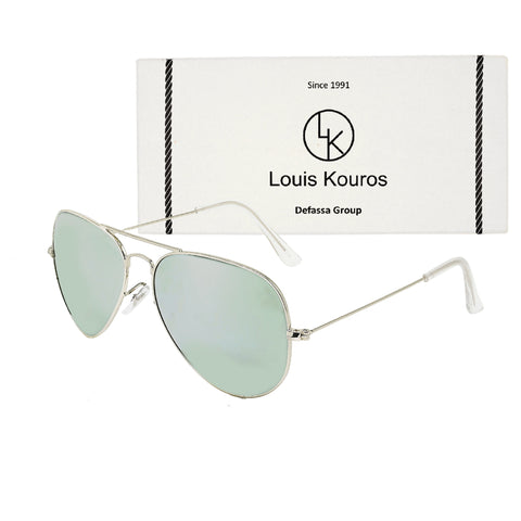 Louis Kouros-3026 Armstoner Aviator Silver-Silver Sunglasses For Men & Women~LK-3026 - SWASTIK CREATIONS The Trend Point