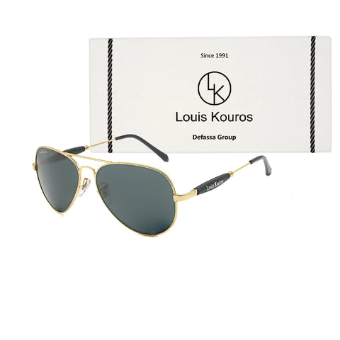 Louis Kouros-3517 Airomade Aviator Black-Gold Sunglasses For Men & Women~LK-3517 - SWASTIK CREATIONS The Trend Point