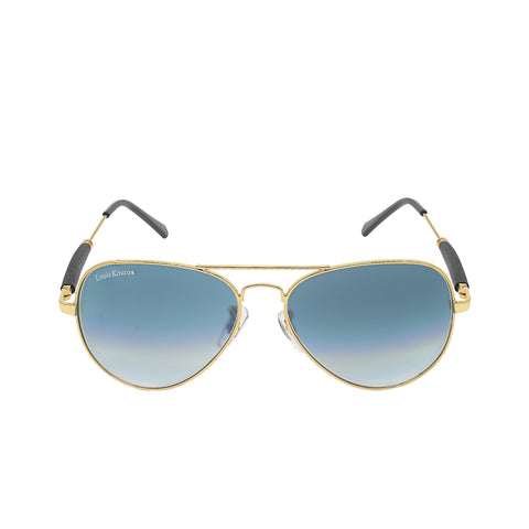 Louis Kouros-3517 Airomade Aviator Blue-Gold Sunglasses For Men & Women~LK-3517 - SWASTIK CREATIONS The Trend Point