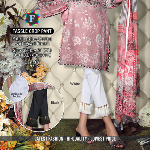 women's TASSLE CROP cotton PANT - SWASTIK CREATIONS The Trend Point