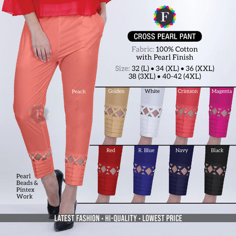 women's CROSS PEARL cotton PANT - SWASTIK CREATIONS The Trend Point