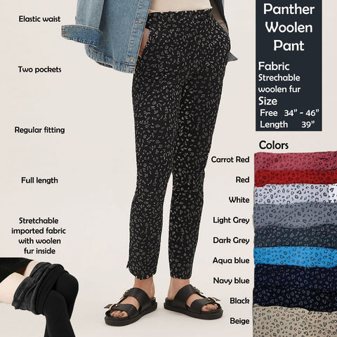 Women's Panther Woolen fur Pant - SWASTIK CREATIONS The Trend Point