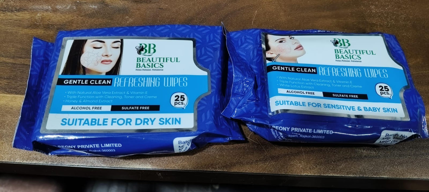 Beautiful Basics Dry & Sensitive Skin Face Wipes (2 Pkts x 50 Pcs Wipes) SWASTIK CREATIONS The Trend Point