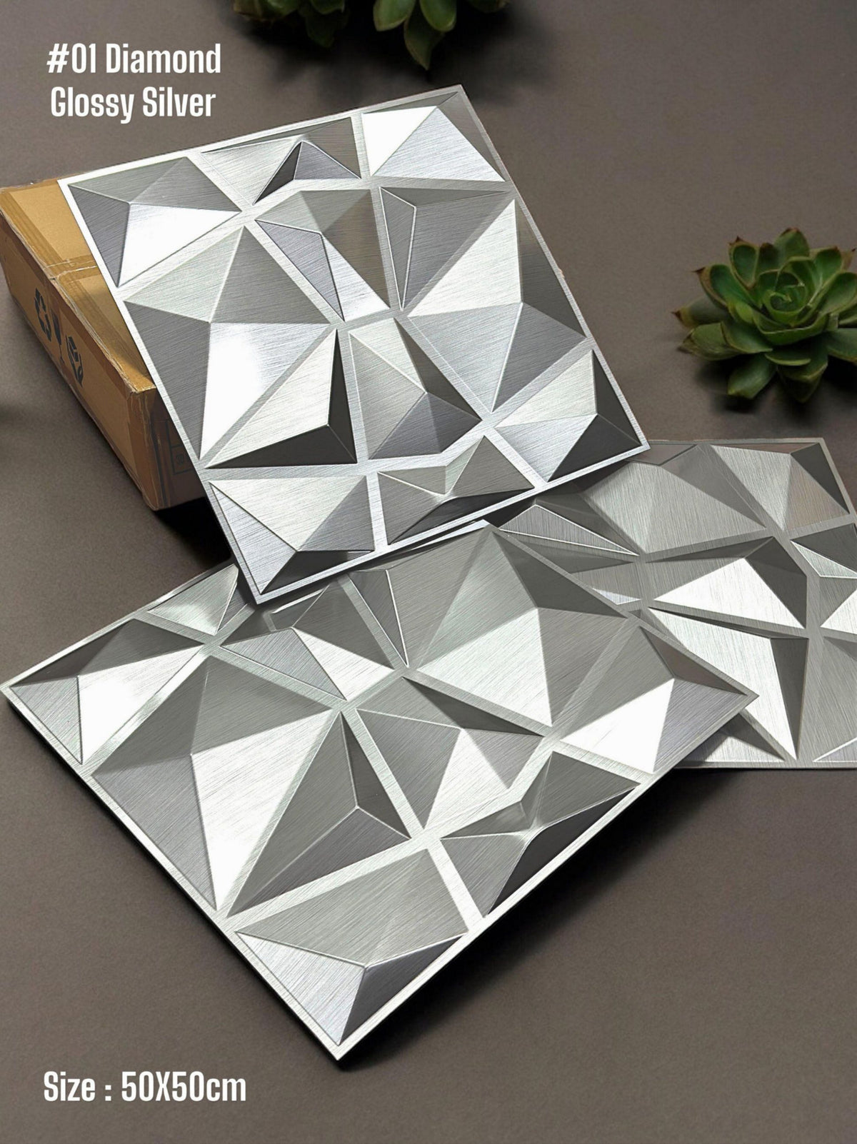 #01 Diamond Embossed 3D PVC Wall Panel - 5 Colors - (Size 50*50cm ...
