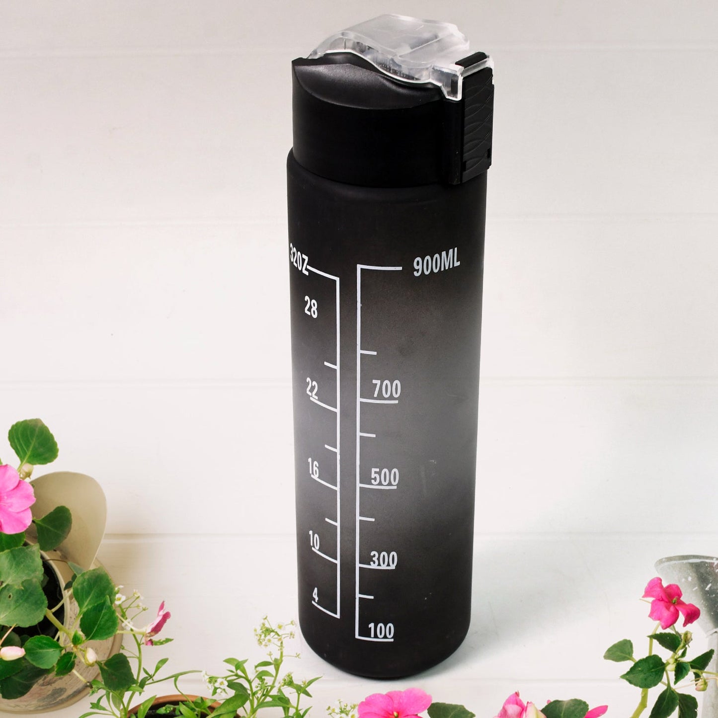 Plastic Black Motivational Water Bottle with Straw (900 ML) SWASTIK CREATIONS The Trend Point