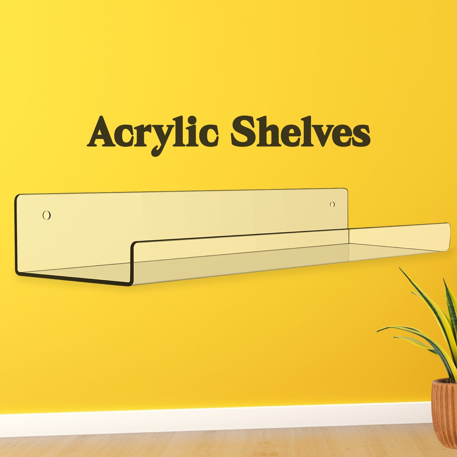 Acrylic Shelves, Clear Shelves Wall Mounted (38×11 Cm / 1 pc / With 2 Screw)