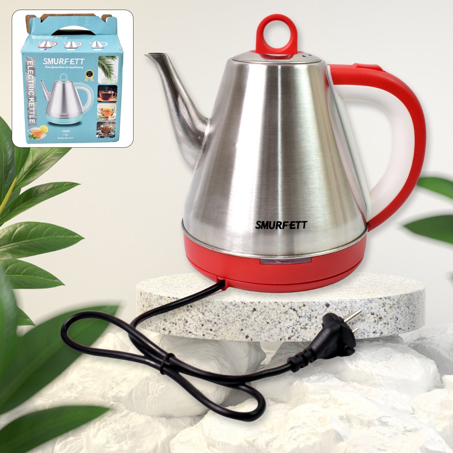 Stainless steel large capacity electric kettle (1500W / 1.5 Ltr.)