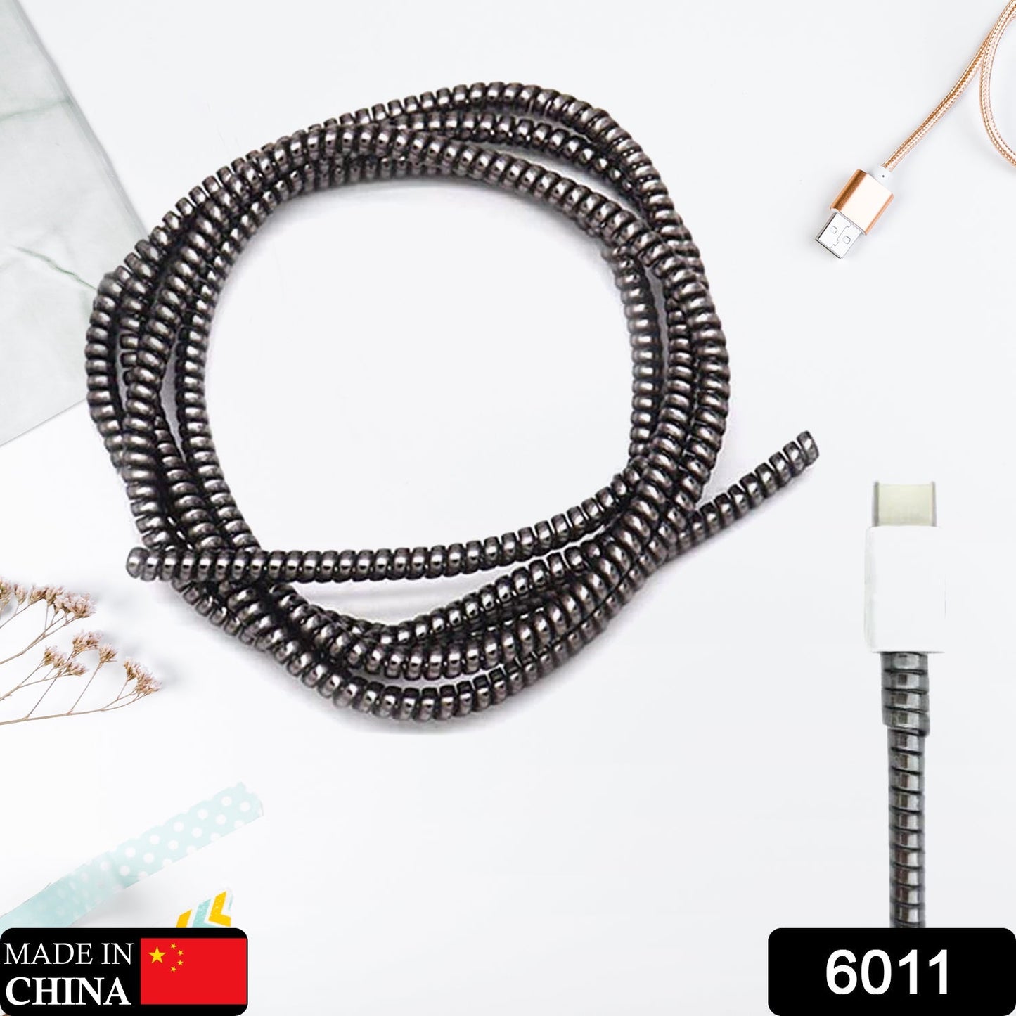 Metallic Finish Cable Spiral Protector / Wire Repair / Pet Cord Protector / Headphone Saver, Cable Wrap / Cover for Mac Charging Cable SWASTIK CREATIONS The Trend Point