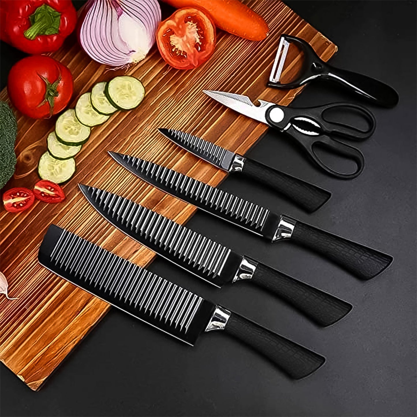 Stainless Steel Knife Set With Chef Peeler And Scissor SWASTIK CREATIONS The Trend Point