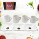 Triple Mazza Ceramic Tea / Cups Set Including 3 Compartment Plastic Serving Platter (4 Pcs Set)