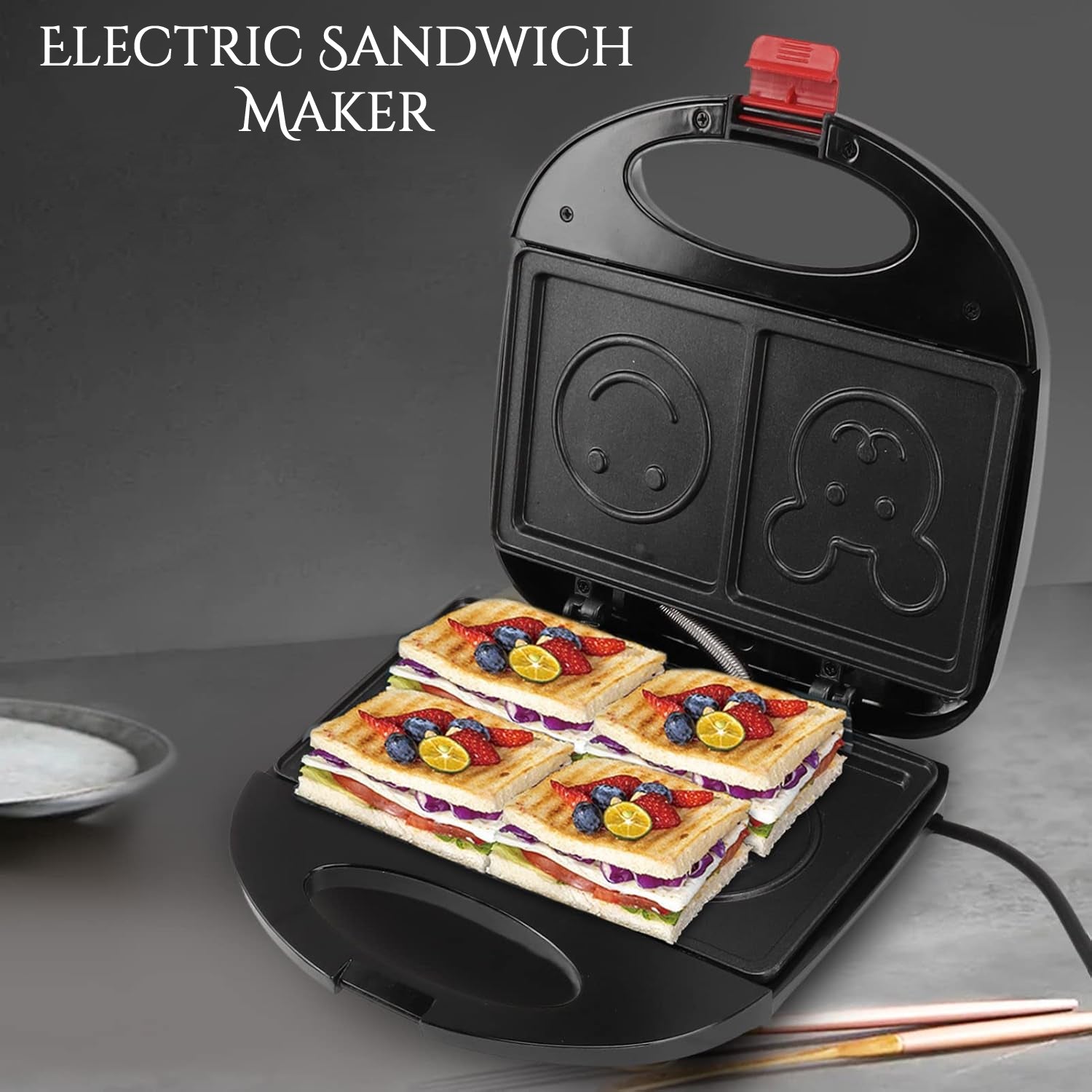 Double Sided Heating 750W Electric Sandwich Maker (1 Pc)