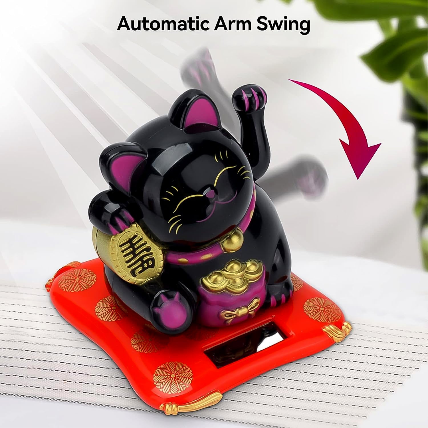 Solar Powered Happy Cat Beautiful with Arm Waves Wealth Cat (1 Pc / Mix Color)