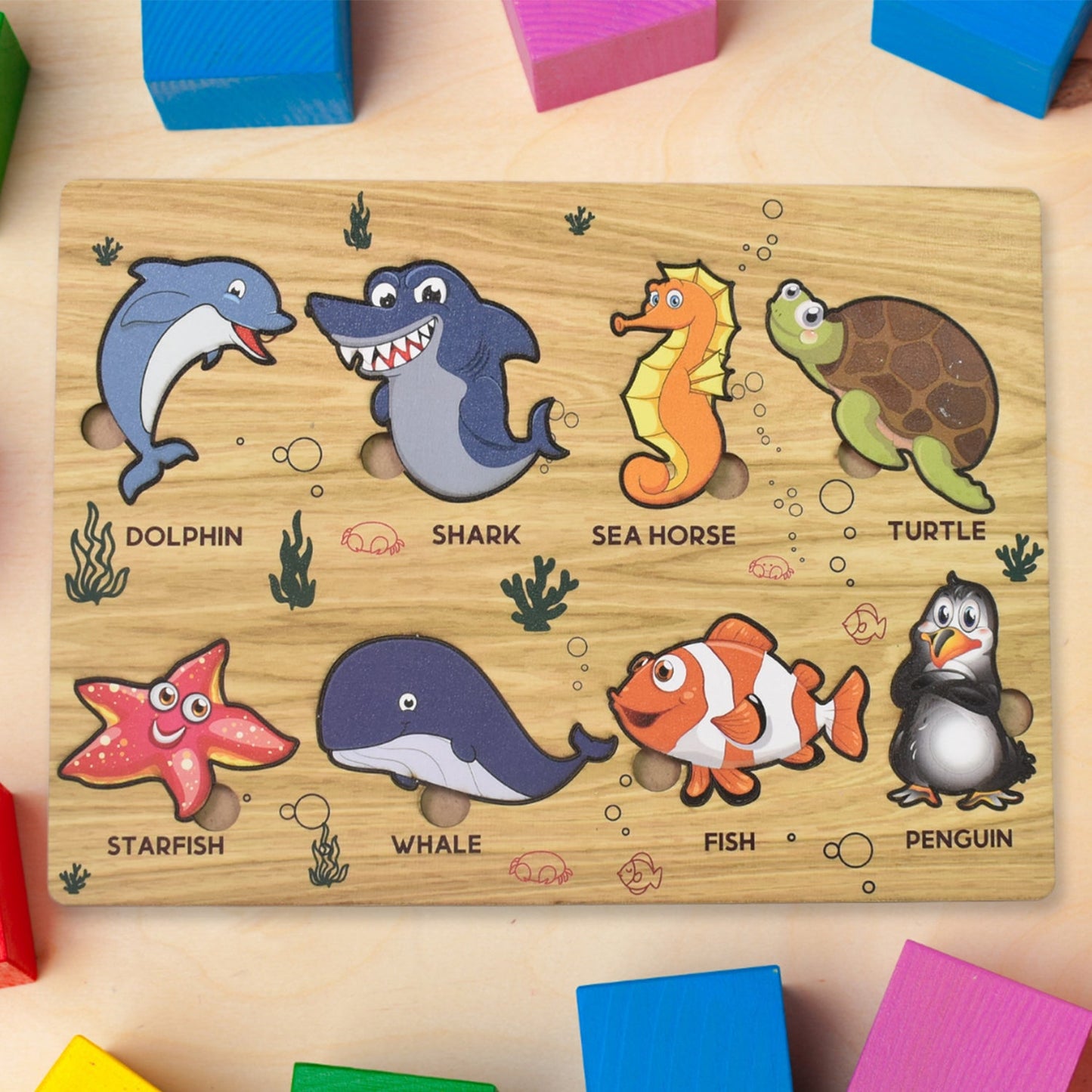 Coogam Wooden Sea Animal Puzzle Board SWASTIK CREATIONS The Trend Point