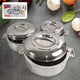 Royal Unique Hot Pot Stainless Steel Insulated Serving Casserole with Lid & Handle (3 pcs Set)