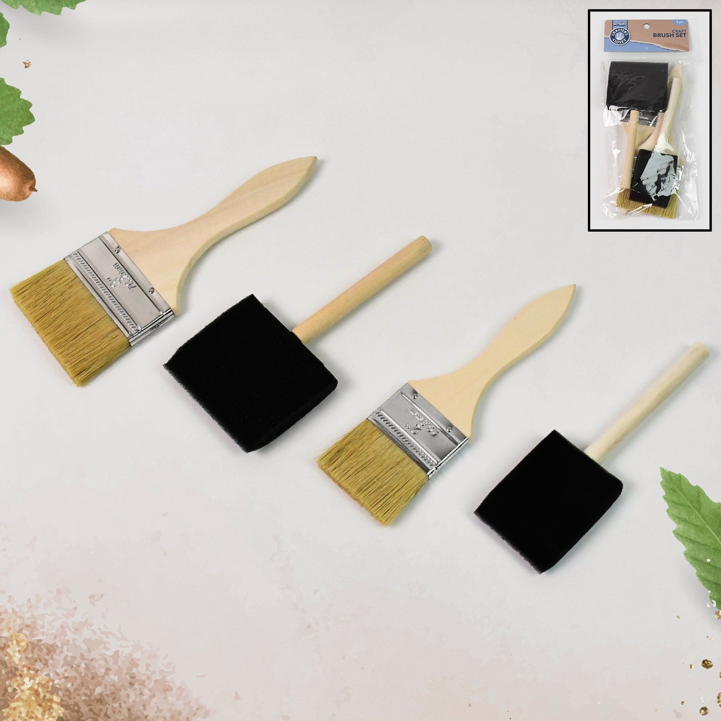 Paint Brush for Wall Painting & Foam Brush Painting Sponge Tool (4 Pcs Set) SWASTIK CREATIONS The Trend Point