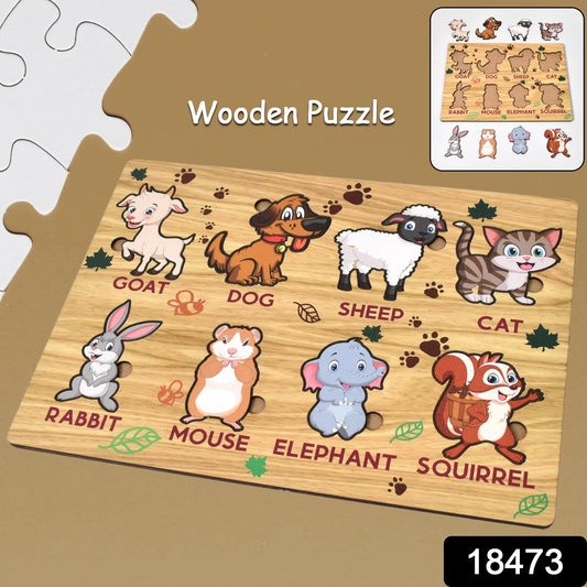 Wooden Animal Puzzle Learning Educational Board 