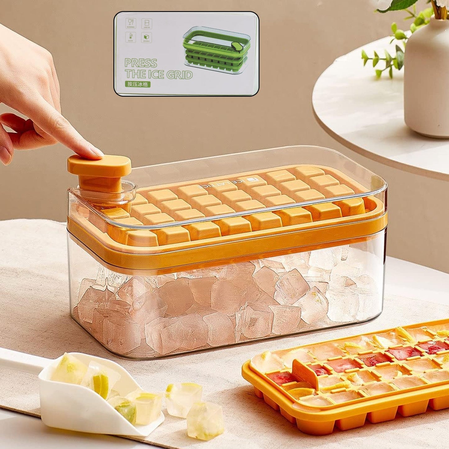 Ice Cube Tray with Lid 32 Grid SWASTIK CREATIONS The Trend Point