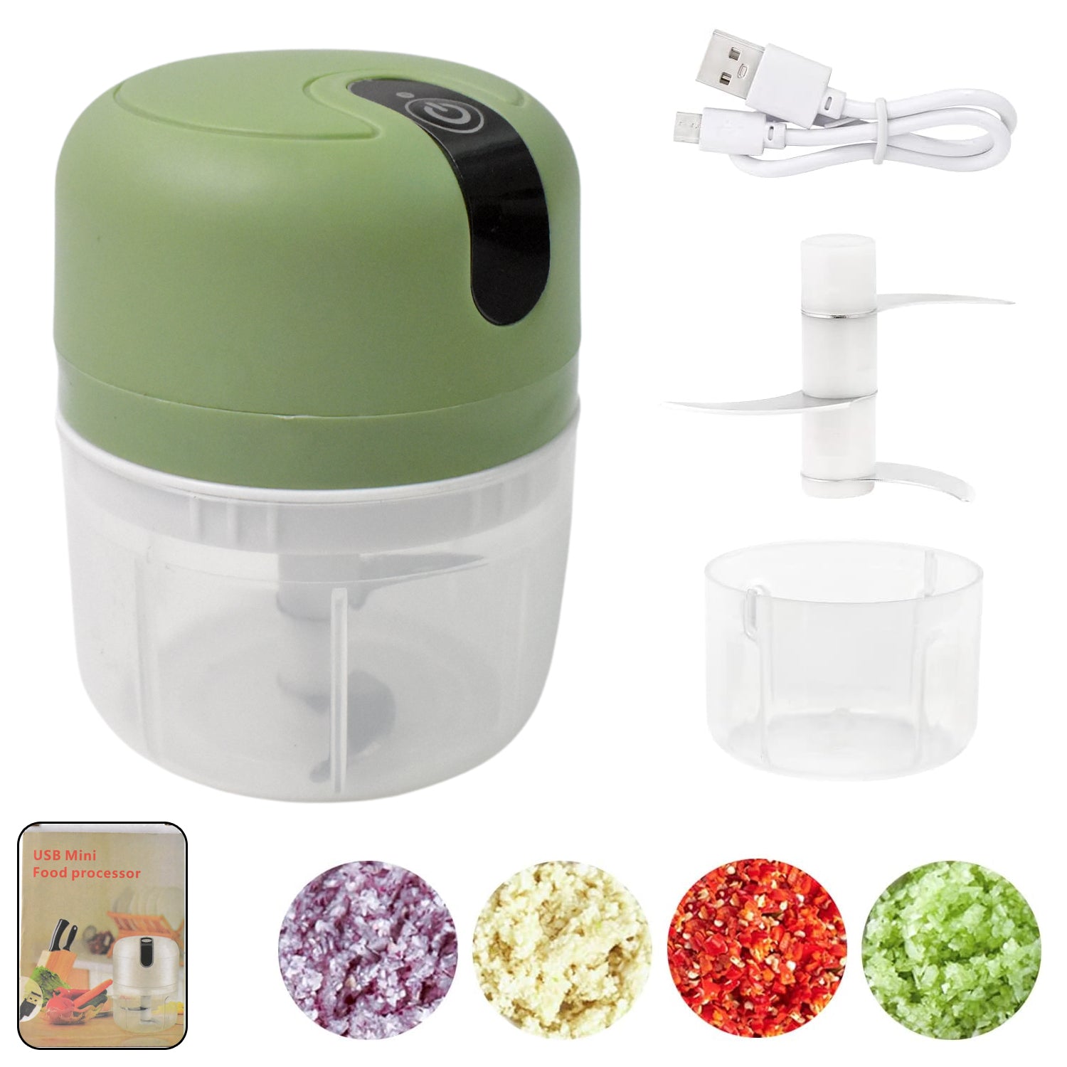 Wireless USB Rechargeable Mini Electric Garlic Machine / Chopper 3 Blades (250Ml)