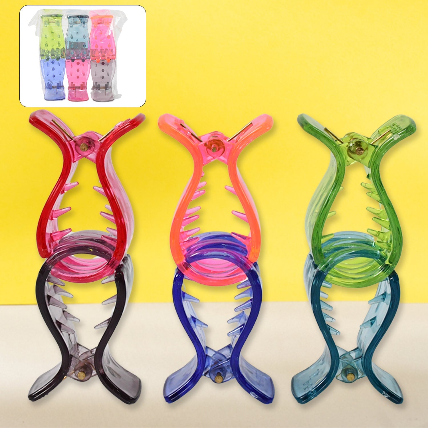 Big Hair Clips for Girls Kids Hair Accessories (6 Pcs Set / Transparent)