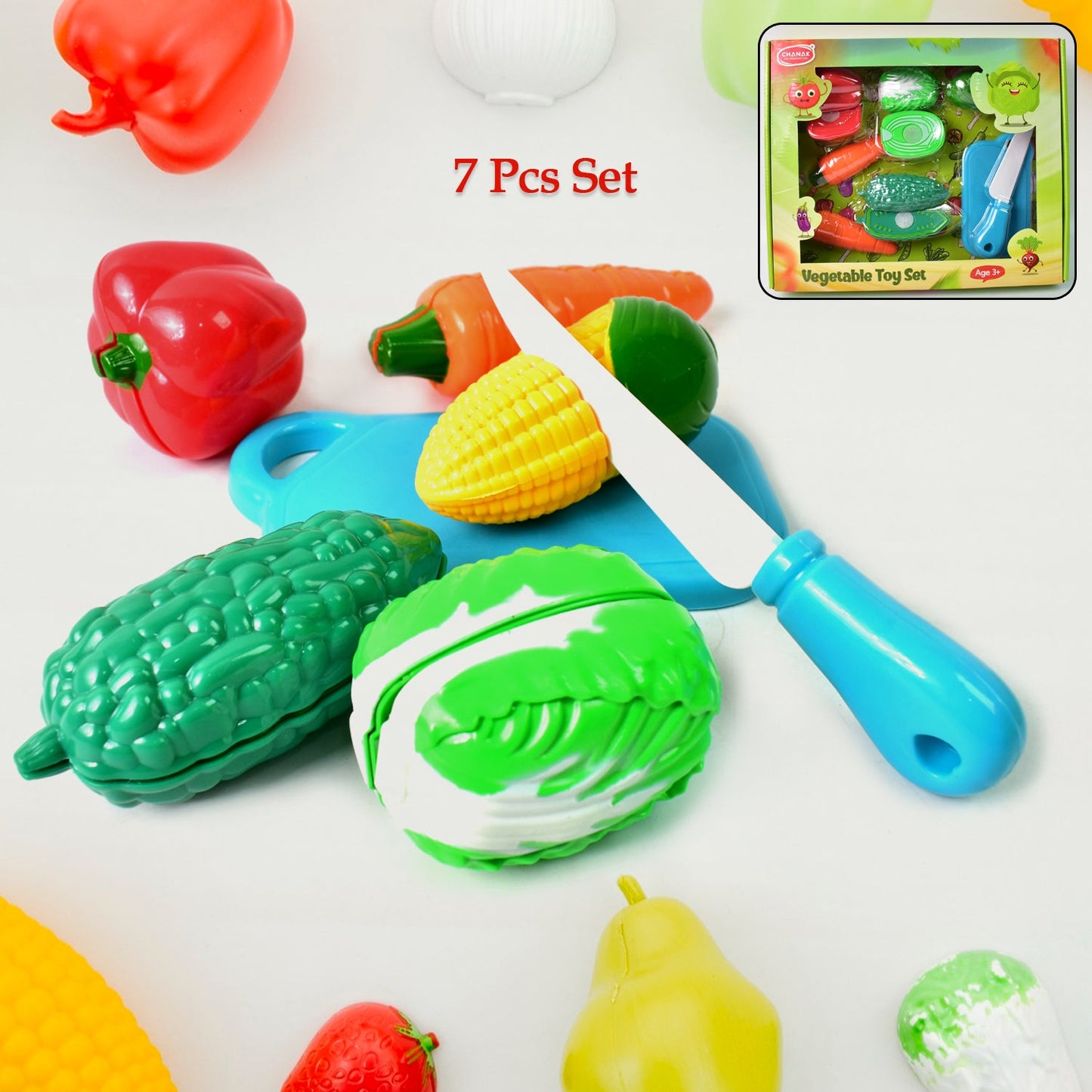 Realistic slice-able fruits and vegetables cut in 2 part play toy set SWASTIK CREATIONS The Trend Point