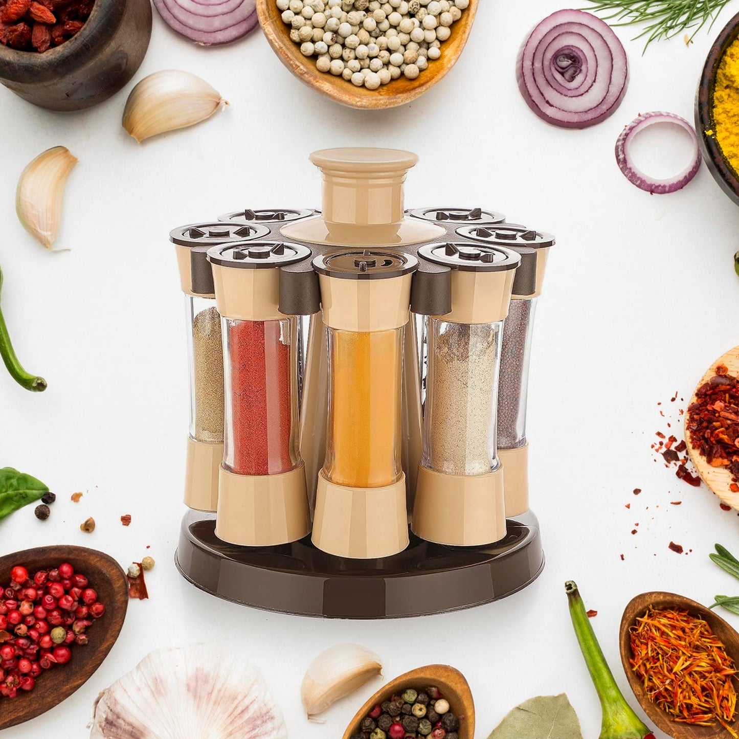 Spinning Spice Holder with Jars SWASTIK CREATIONS The Trend Point