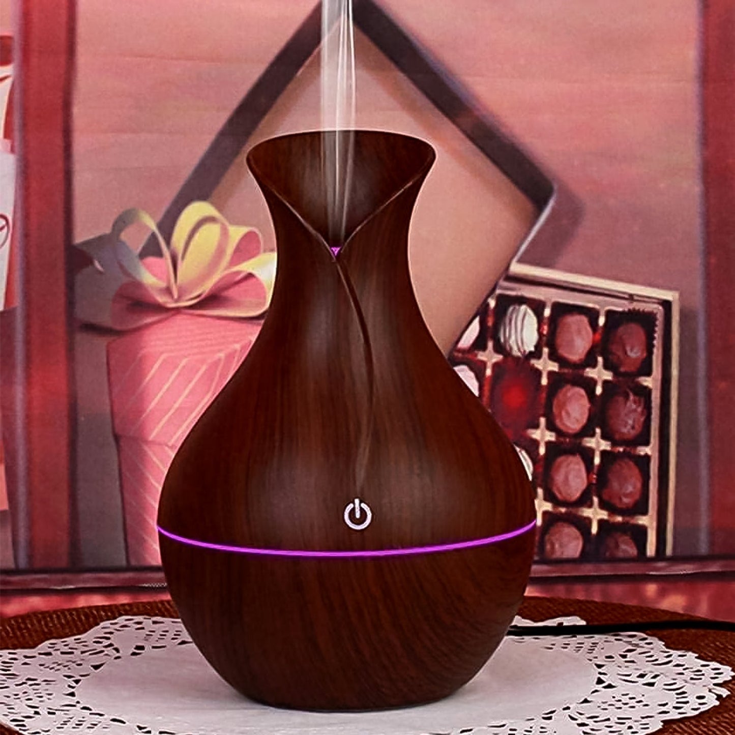 Mini Wooden Vase Pot Diffuser Cool Mist Atomization Humidifier SWASTIK CREATIONS The Trend Point