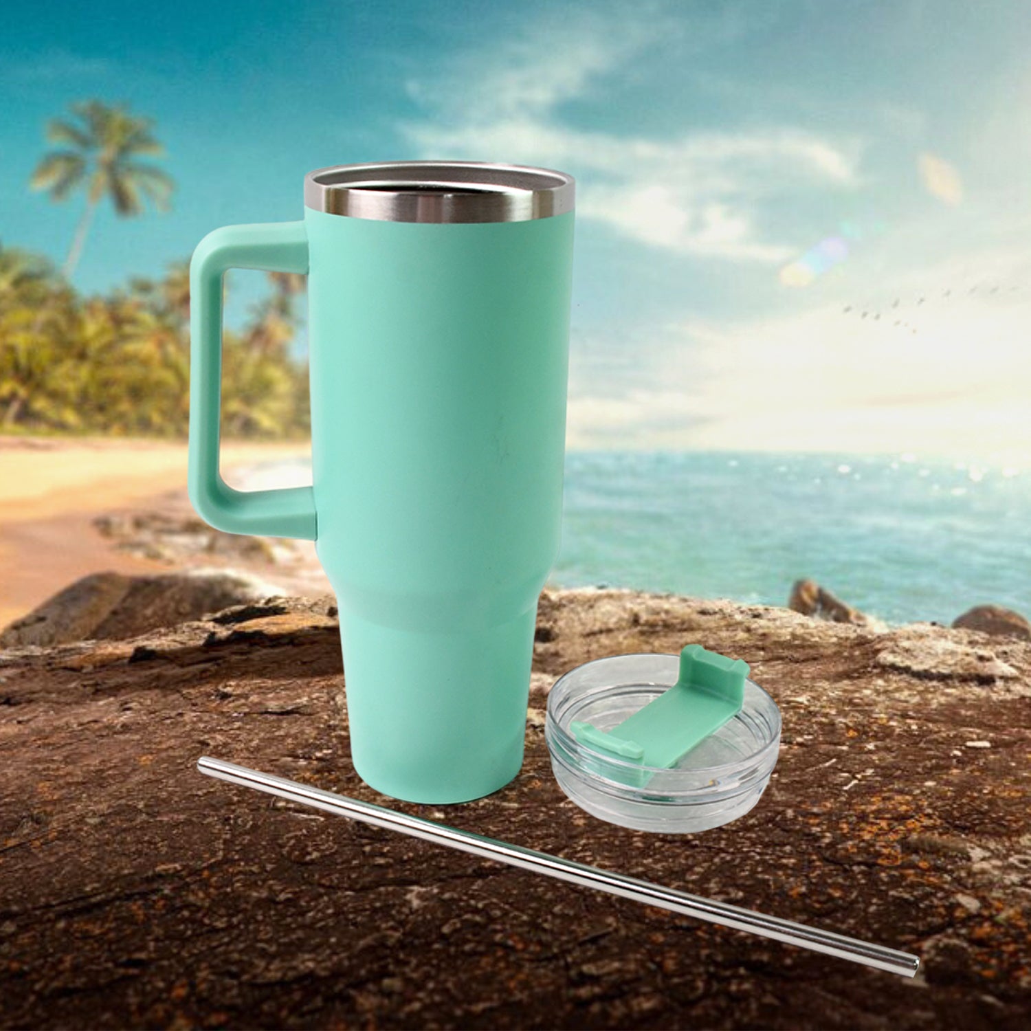 1200 ML Insulated Tumbler with Lid and Straw, Thermal Cope Beer Quencher (1200ml / 1 Pc / Mix Color)