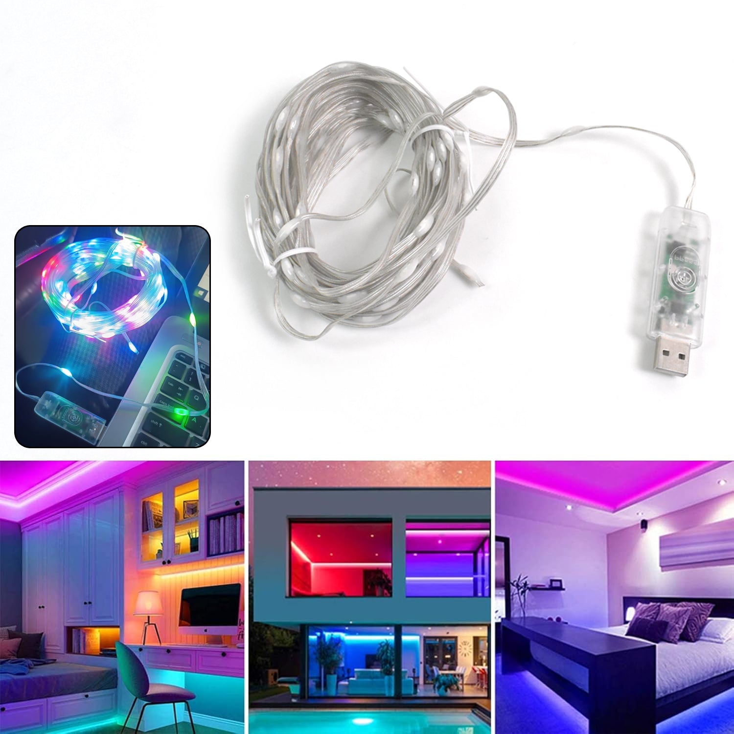 Multi Coloured 10M RGB LED Strip Lights (1 Pc / Loose)