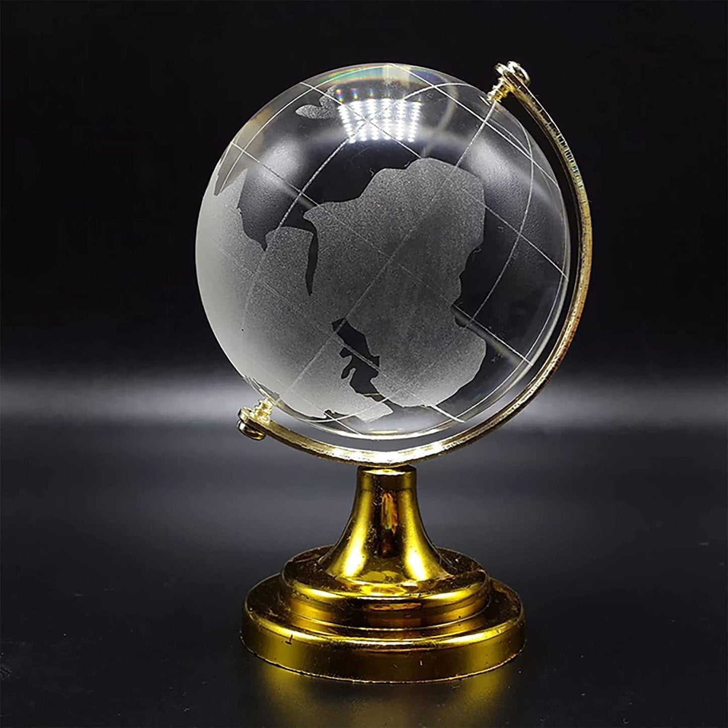 Crystal Globe / World Map 50 mm with Golden Stand SWASTIK CREATIONS The Trend Point