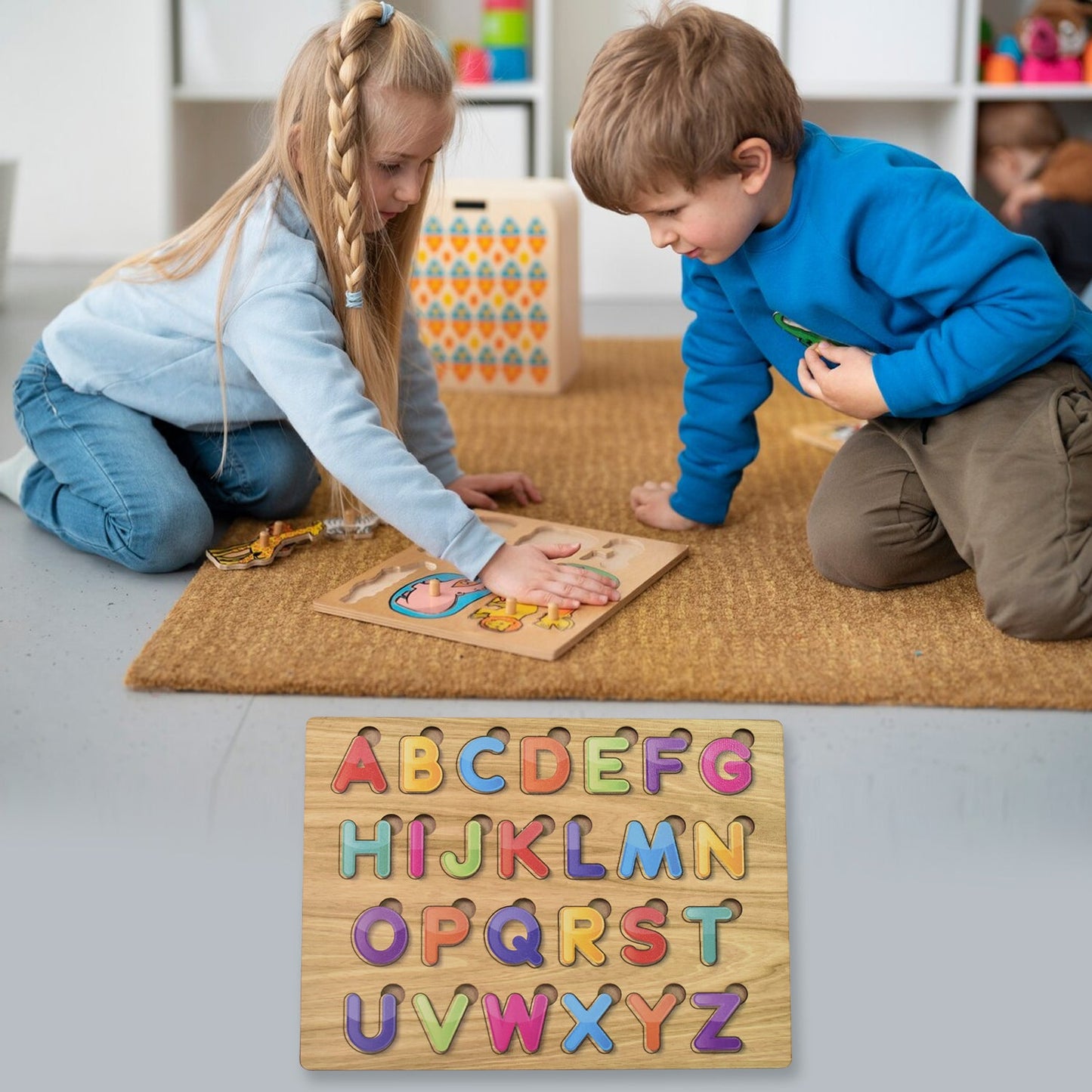 Tooky Toy Wooden Alphabet & Shapes Puzzle SWASTIK CREATIONS The Trend Point