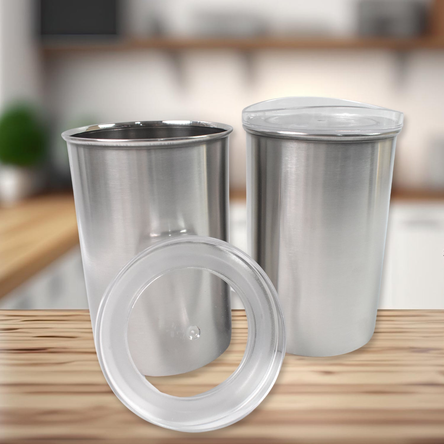 Multipurpose Stainless Steel Airtight Containers with See Through Lid (2 Pc Set / 1000 ML)