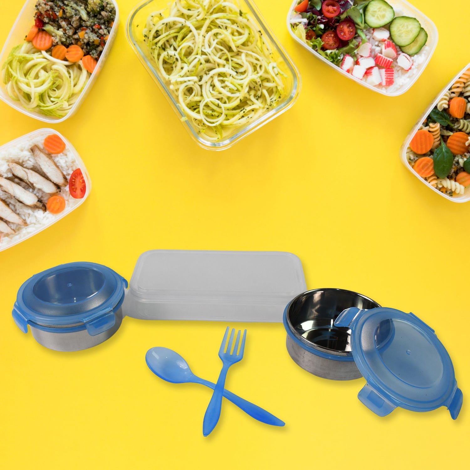 Sumo Lunch Box, with Lunch Bag, Plastic Lunch Box & Plastic Spoon, Fork (2 Pc Set / With Lunch Box)