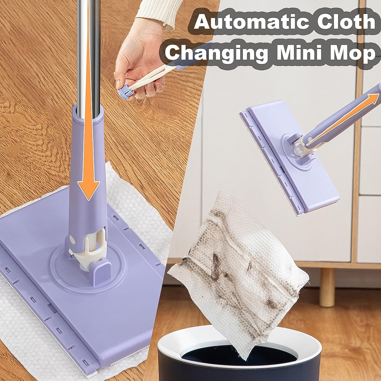 Automatic Cloth Changing Mini Mop with Push Pull Cloth Changing Handle (1 Pc)