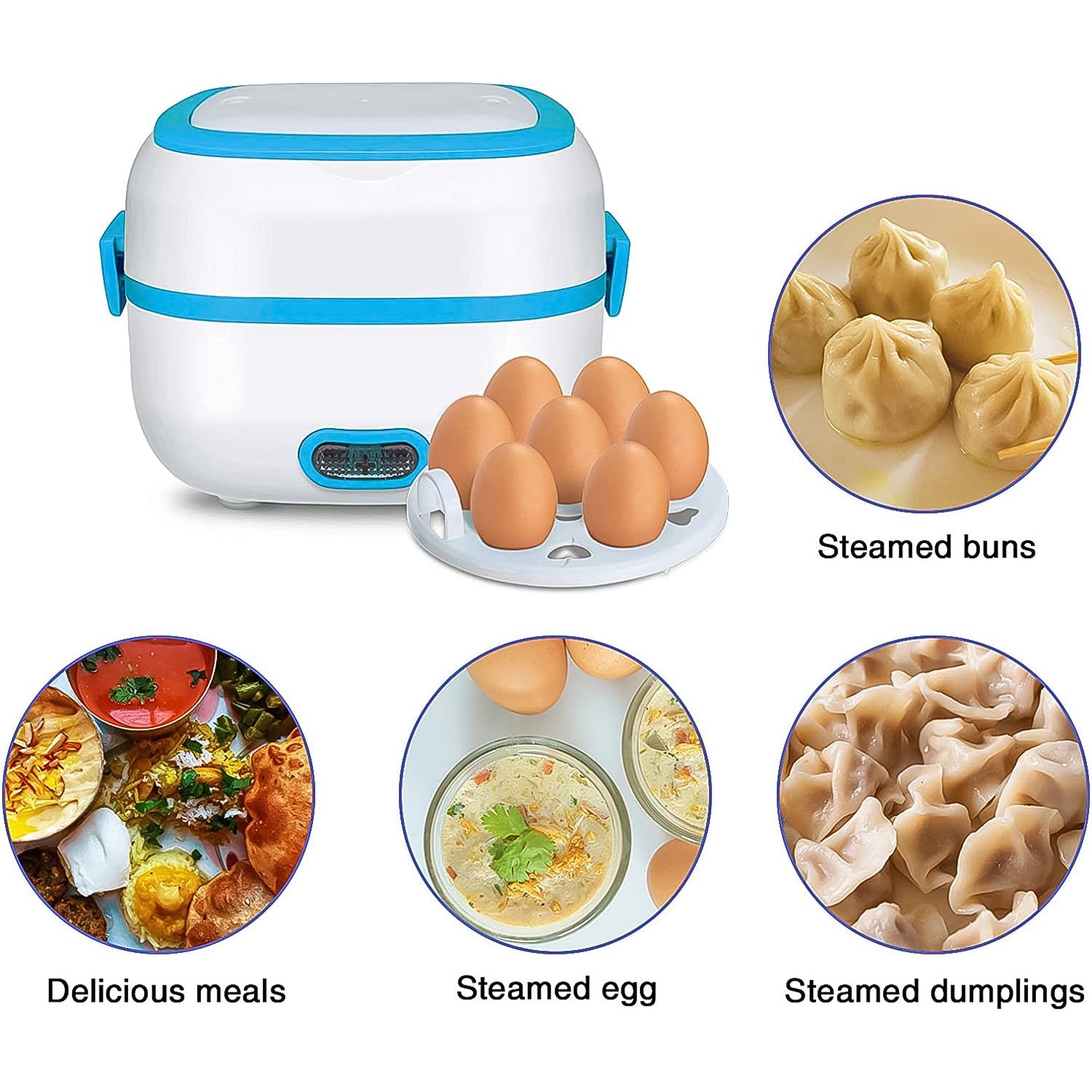 Electric Lunch Box, 3 In 1 Food Heater / Cooker / Steamer with Stainless Steel Bowls (1 Set)