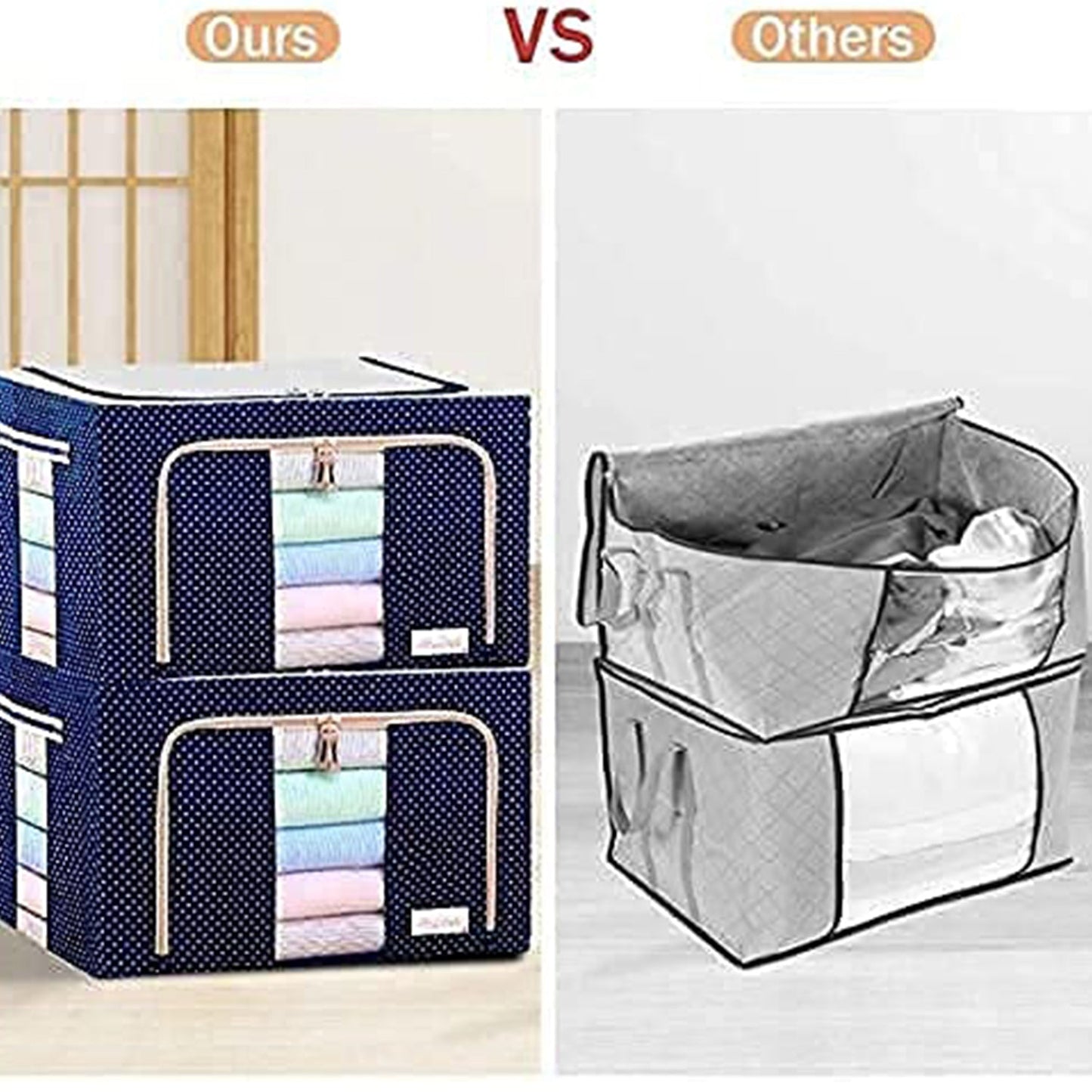 Foldable Steel Frame Clothes Living Storage Organizer Handled Bag SWASTIK CREATIONS The Trend Point