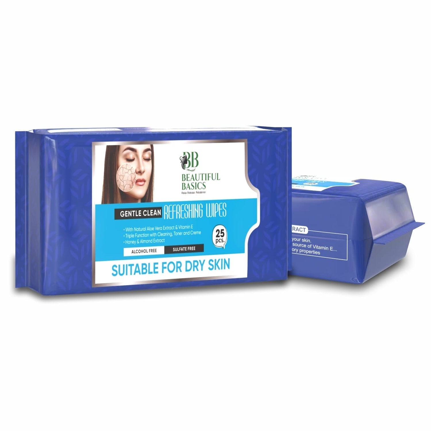 Beautiful Basics Dry & Sensitive Skin Face Wipes (2 Pkts x 50 Pcs Wipes)