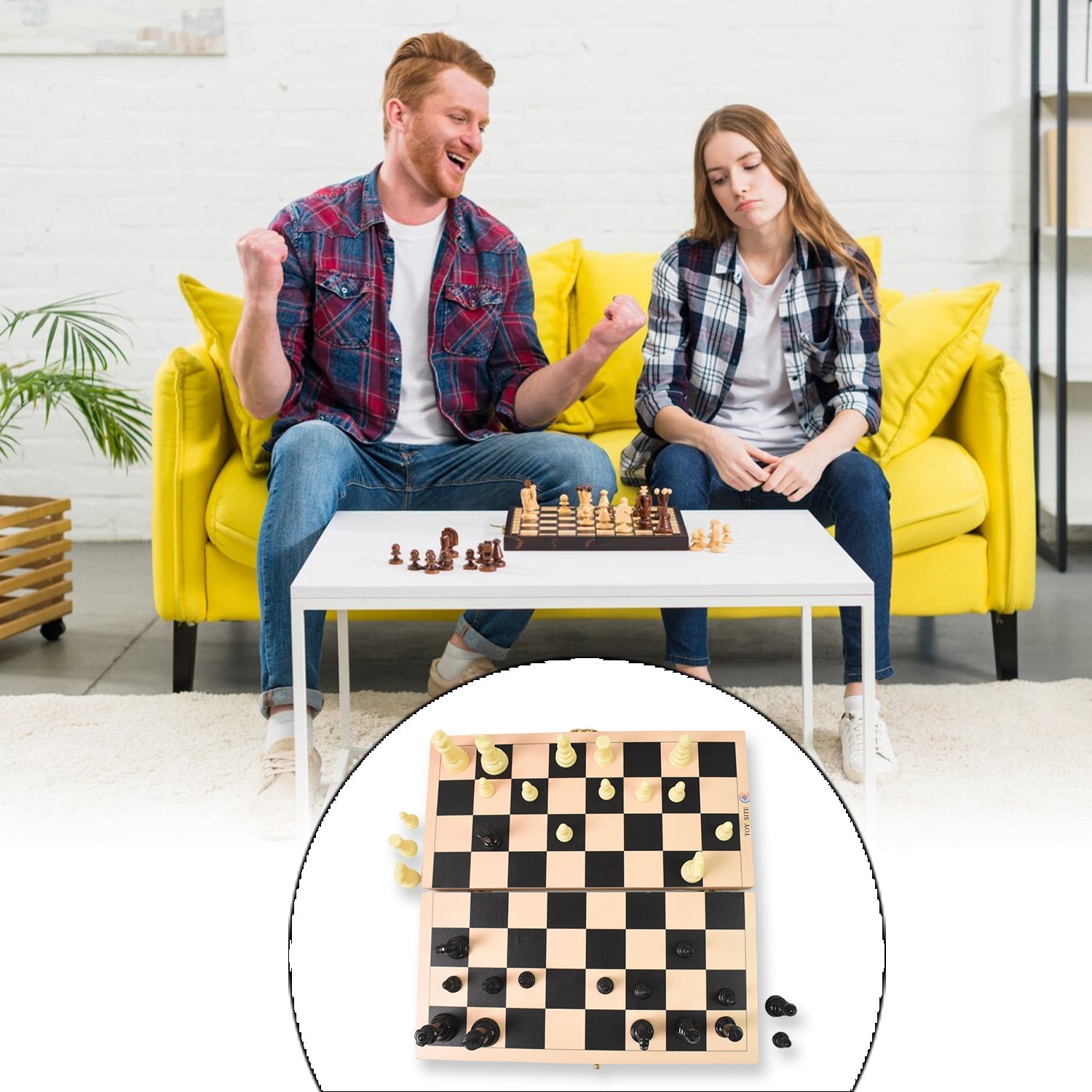 Folding Wooden Chess Board Set (30 × 30 Cm / 1 Set)