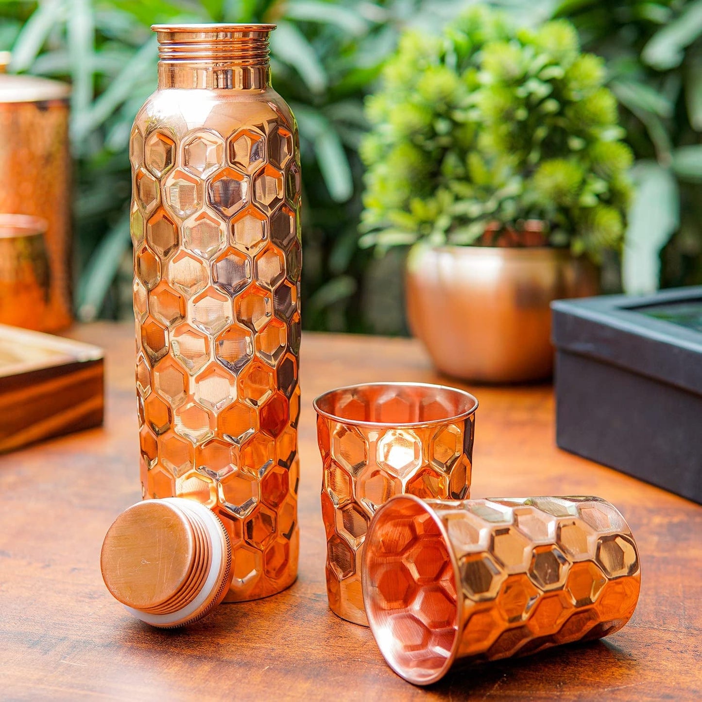 Crystal-Cut Copper Bottle SWASTIK CREATIONS The Trend Point