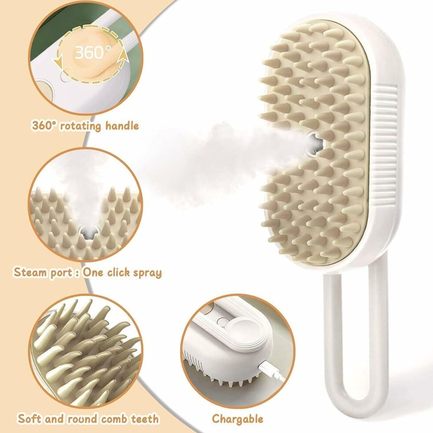 Electric Spray Handle Massage Brush, Hair Removal Brush Steam SWASTIK CREATIONS The Trend Point