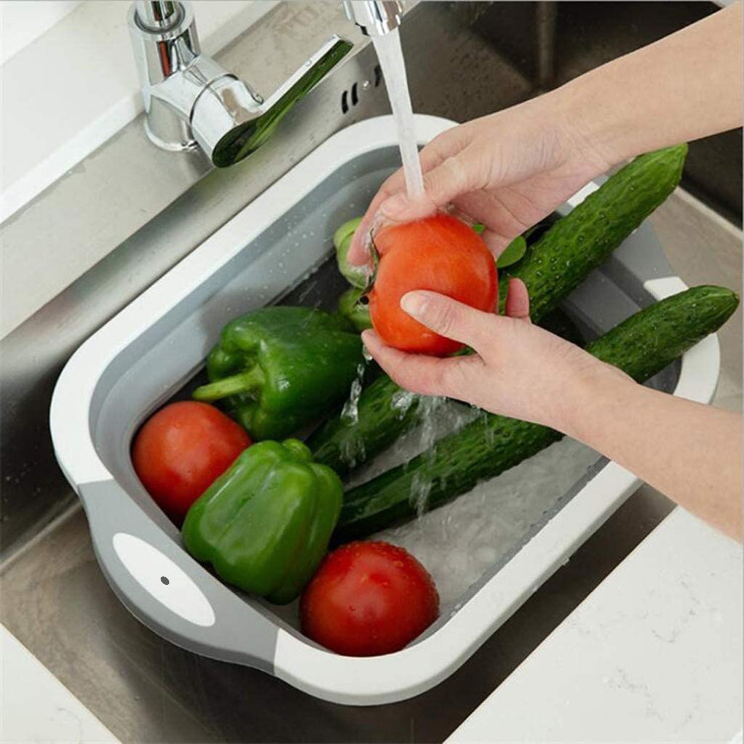 0098L COLLAPSIBLE CUTTING BOARD WITH DISH TUB BASKET For Kitchen Use ( 1 Pcs )