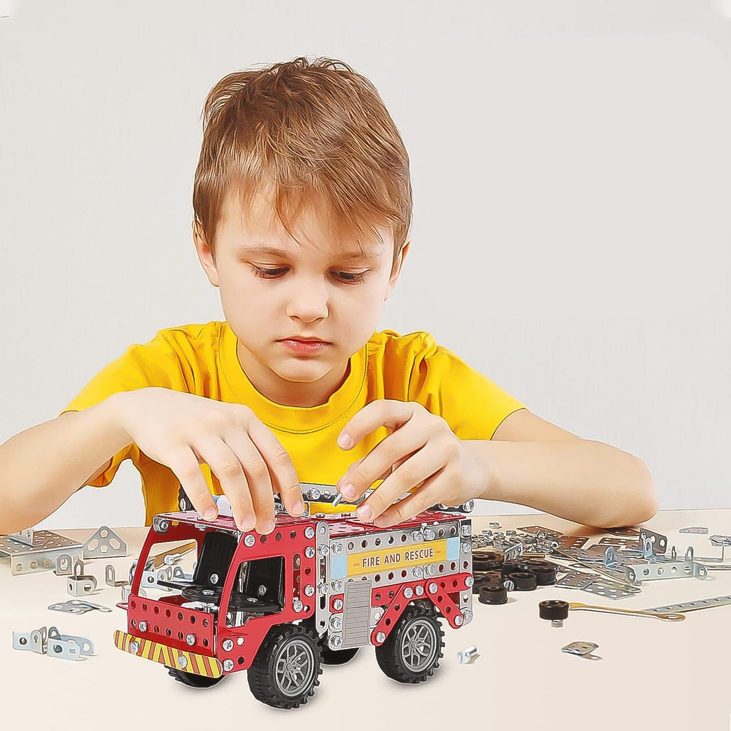 Metal Fire Engine DIY Assembly Toy for Children SWASTIK CREATIONS The Trend Point