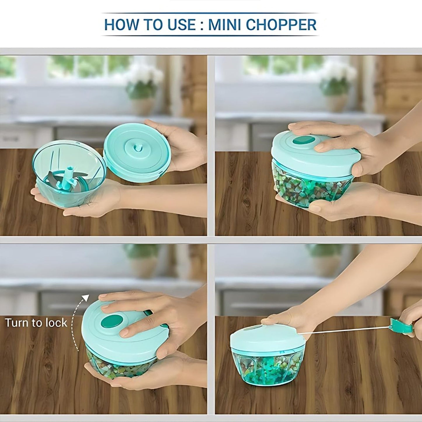 3 Blades Handy Chopper and Slicer Used Widely for chopping and Slicing (450 ML / 1 Pc) SWASTIK CREATIONS The Trend Point