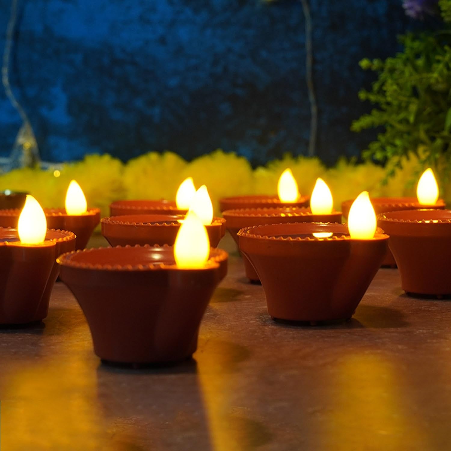 Water Sensor Diyas for Diwali Decoration (12 Pcs Set)