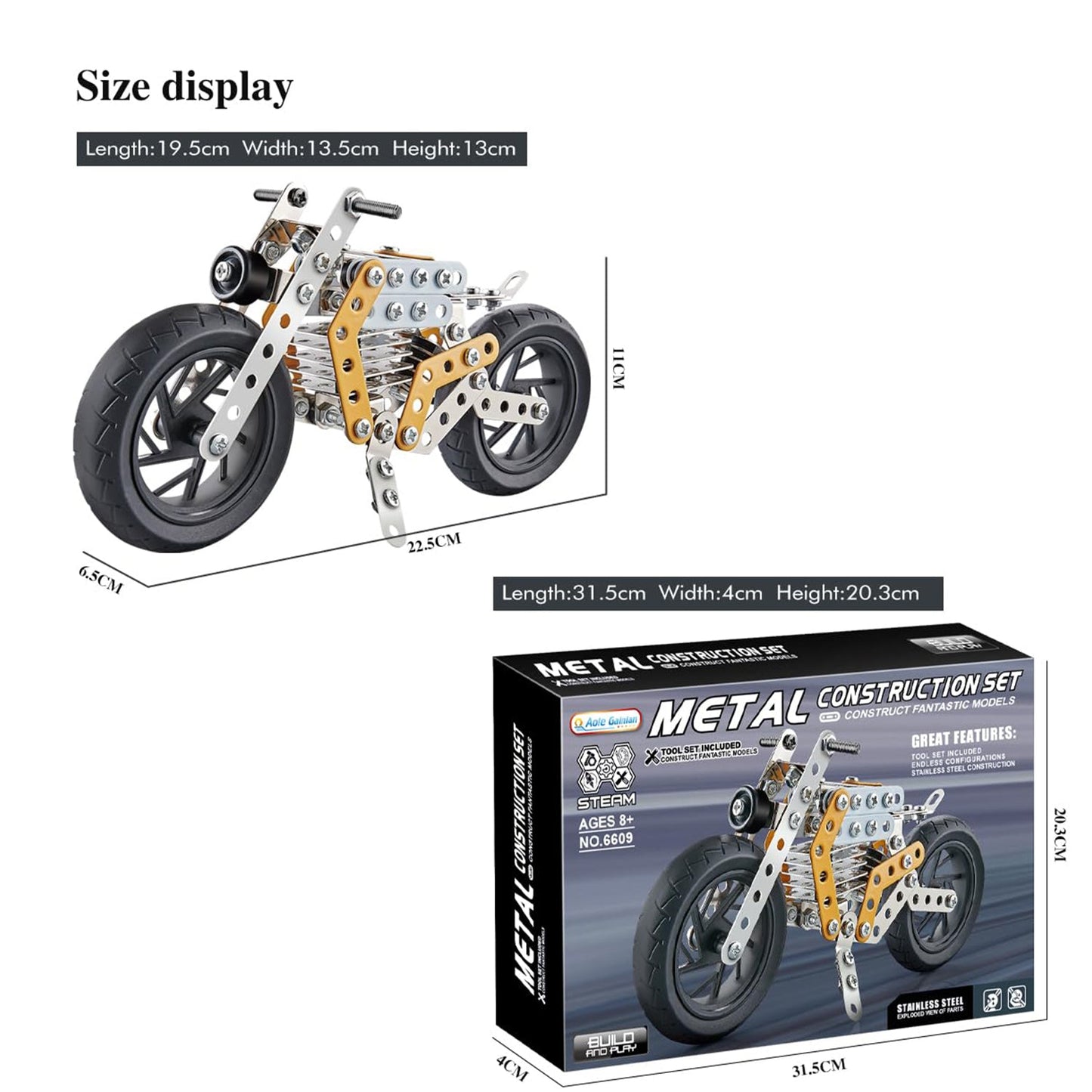 Metal DIY Bike Building Blocks for Kids (bike 162 pc of Bike Tool / 1 Set】 SWASTIK CREATIONS The Trend Point