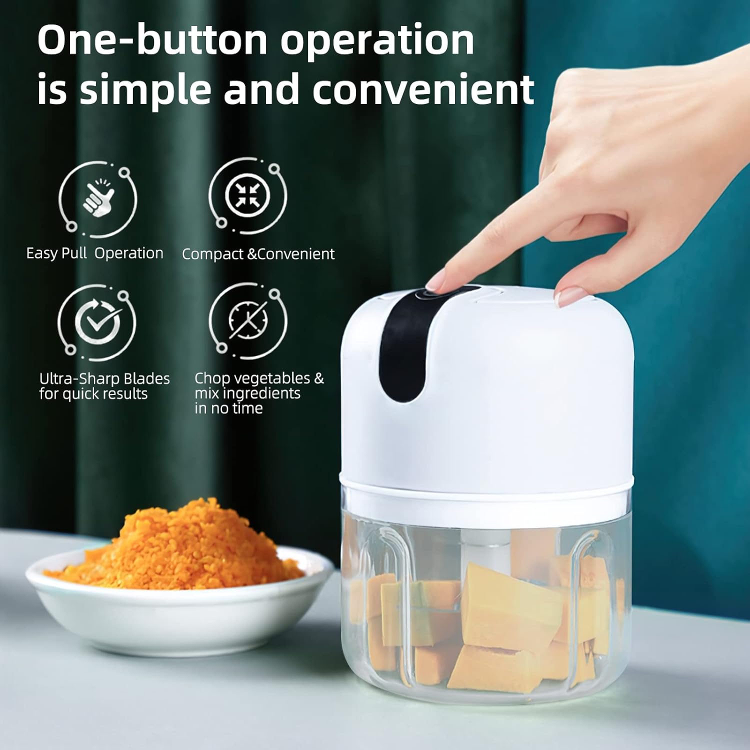 Wireless USB Rechargeable Mini Electric Garlic Machine / Chopper 3 Blades (250Ml)