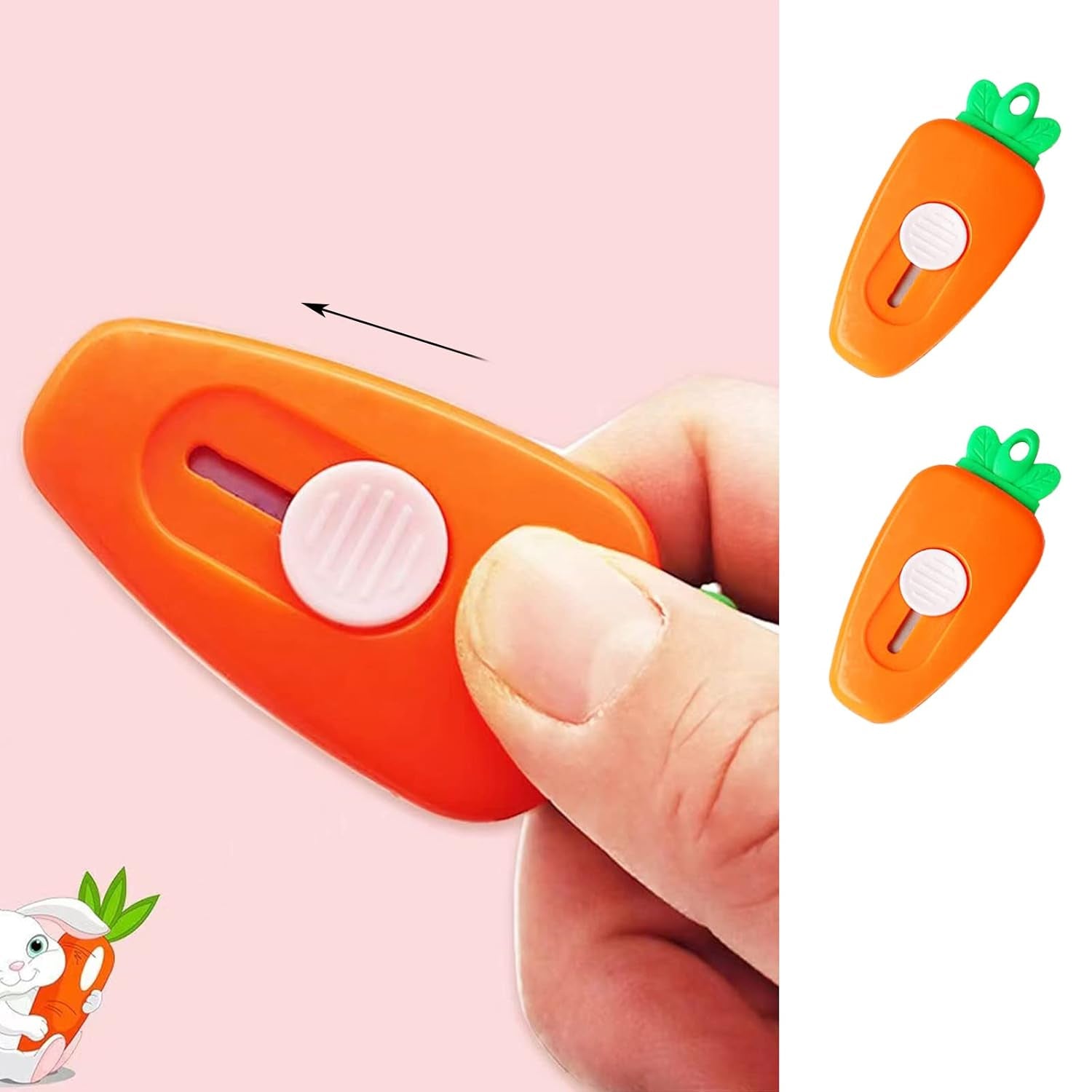 Mini Retractable Utility Knife Cute Style Box Cutter Back to School Supplies Portable Utility Pocket Knife (2 Pc)