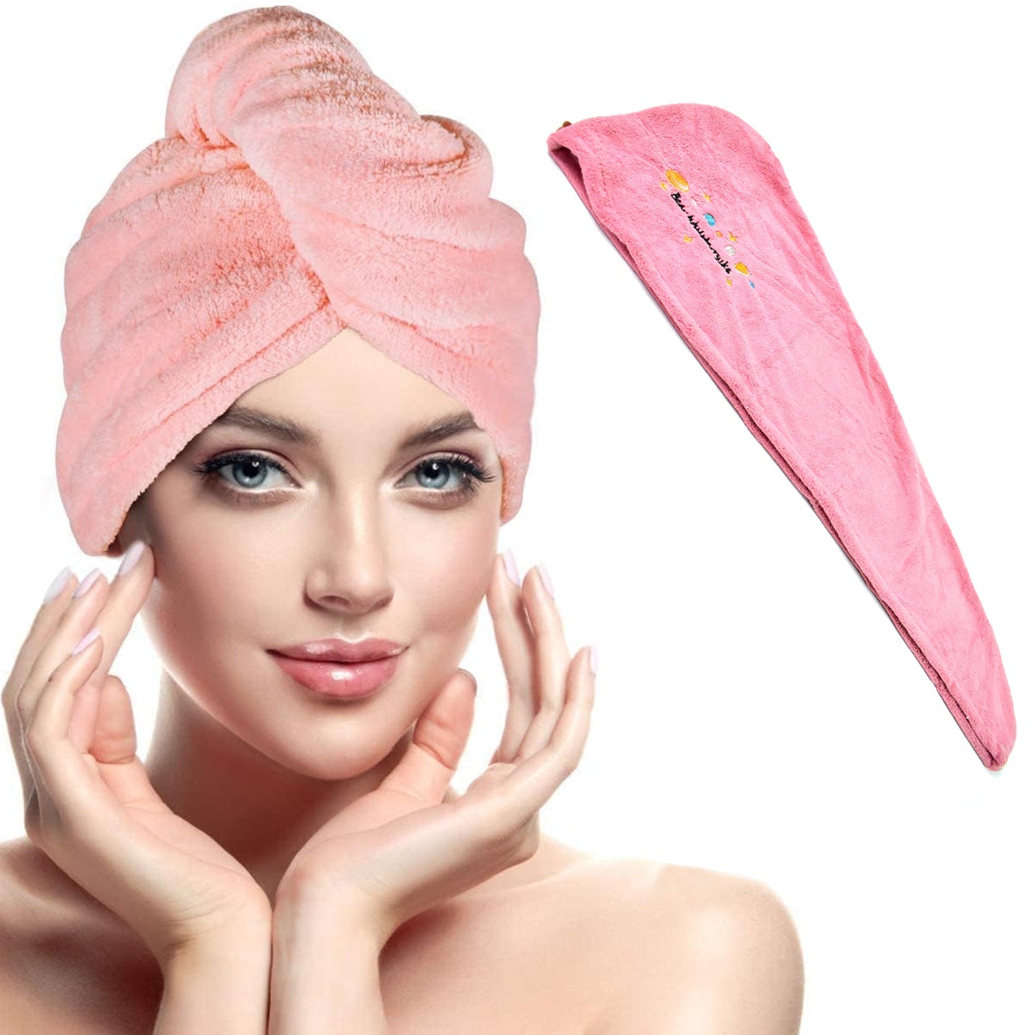 Microfiber Hair Wrap Towel Cap (1 Pc / 63x23 Cm /  Mix Color)