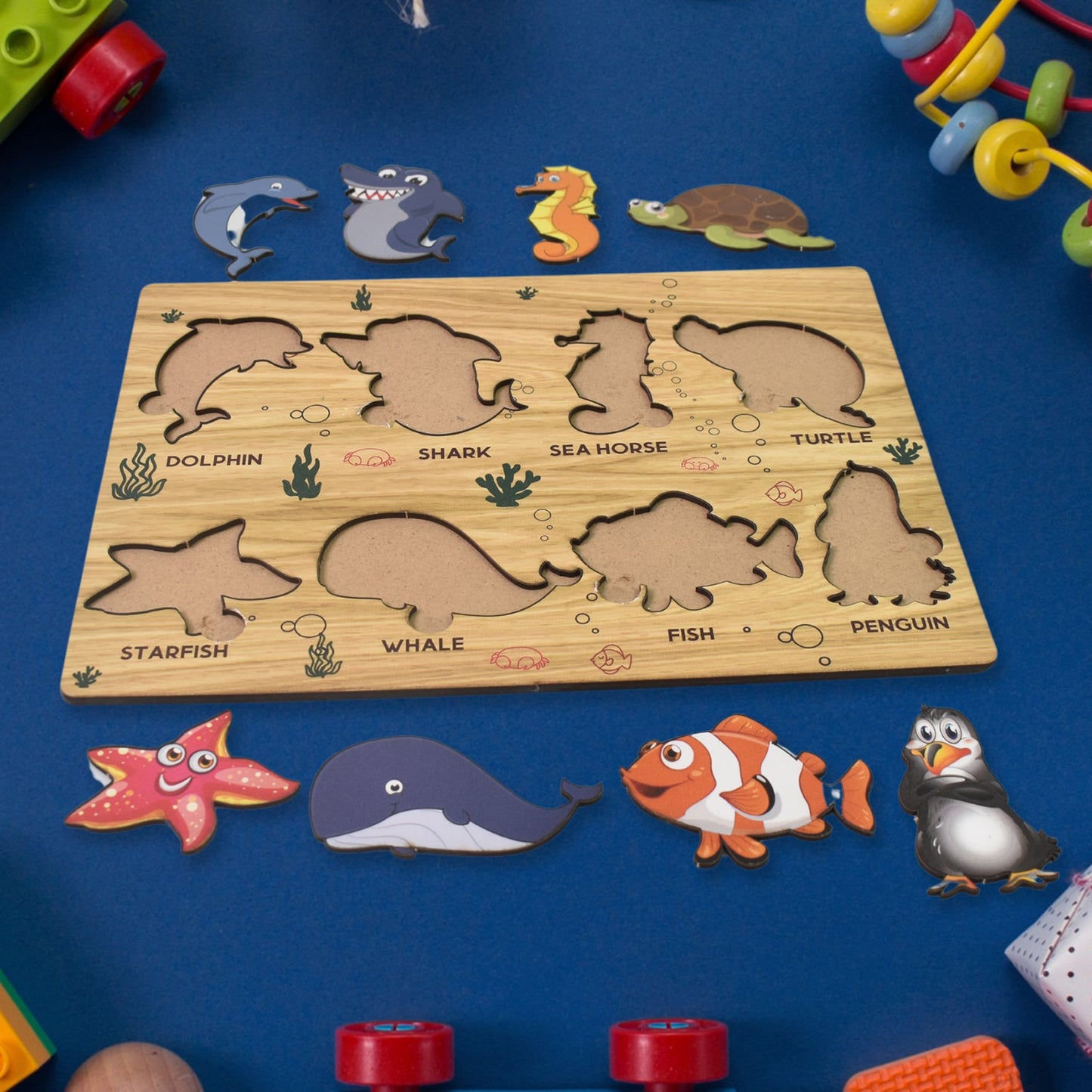 Tooky Toy Wooden Sea Creatures Learning Puzzle SWASTIK CREATIONS The Trend Point