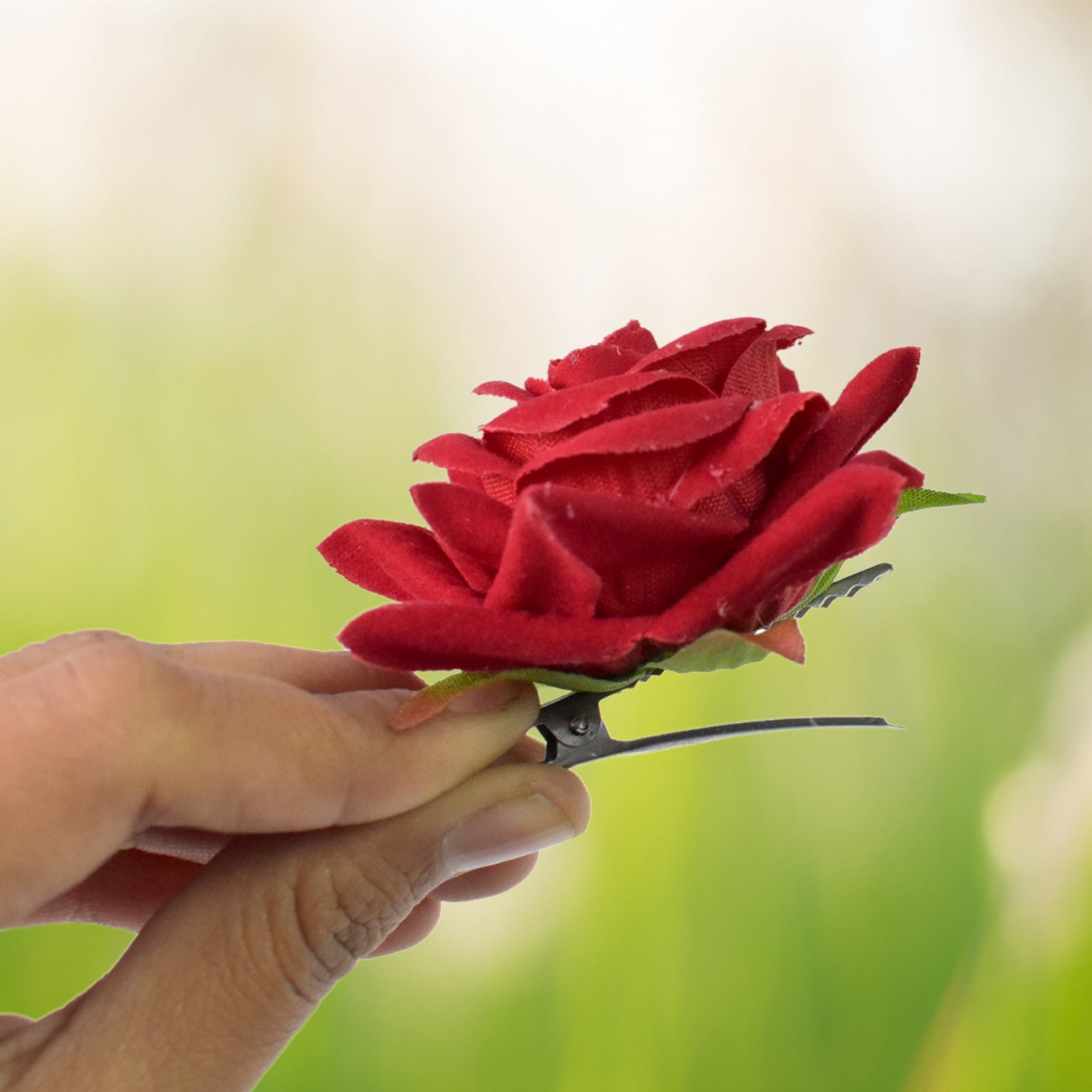 Flower Rose Hair Pin / Clip Velvet Flower Design (12 pcs Set)