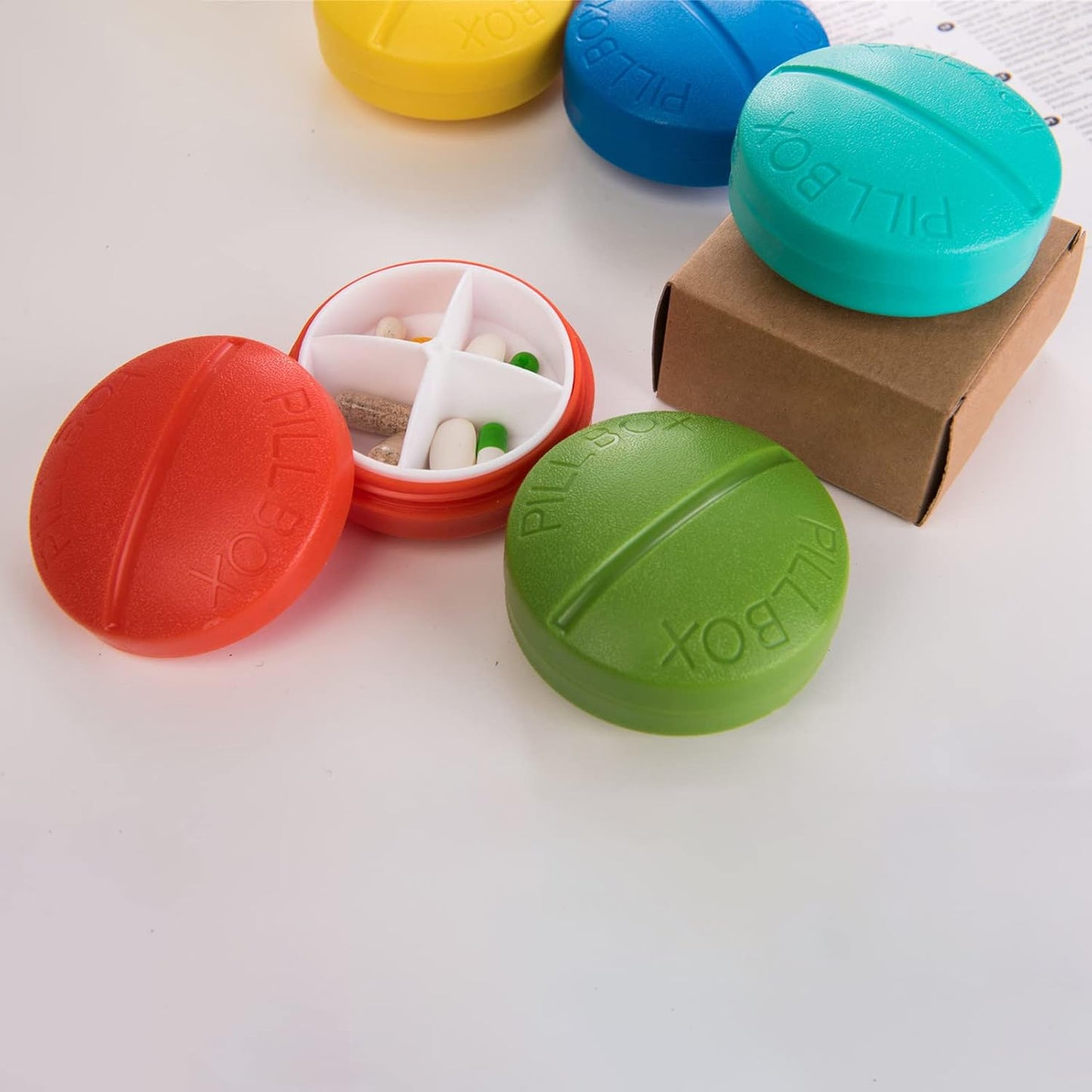 Portable Round Shape 4 Compartments Pill Box (1 Pc) SWASTIK CREATIONS The Trend Point